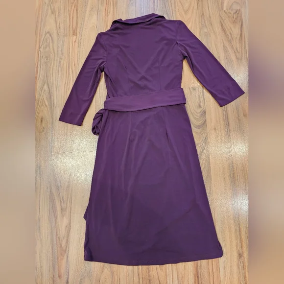 Elegant Purple Wrap Dress - Picture 2 of 11